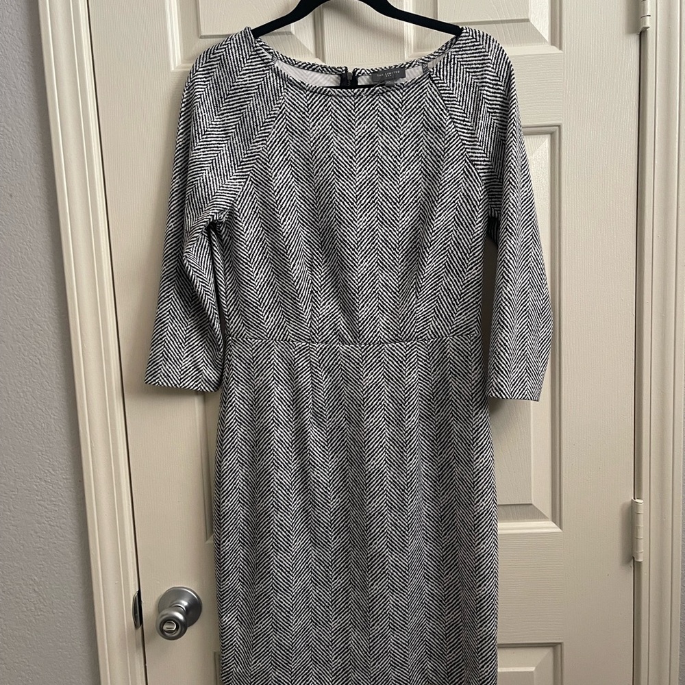 The Limited Monochrome Chevron Long Sleeve Dress